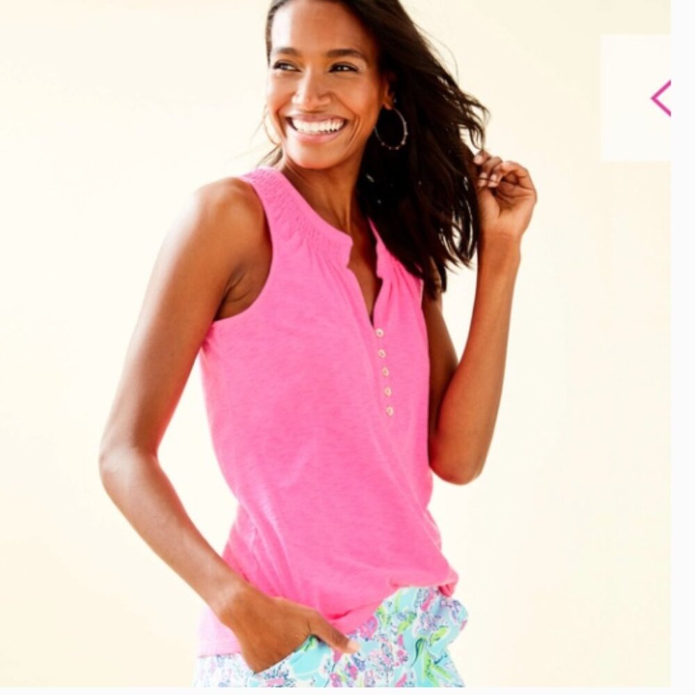 Lilly Pulitzer SLEEVELESS ESSIE TOP Pink Tropics Xs